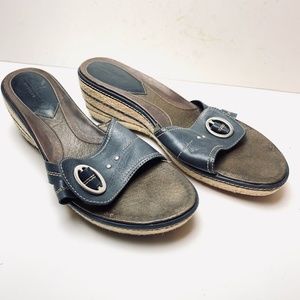 CLARKS ARTISAN Navy Leather Espadrille Sandals 11